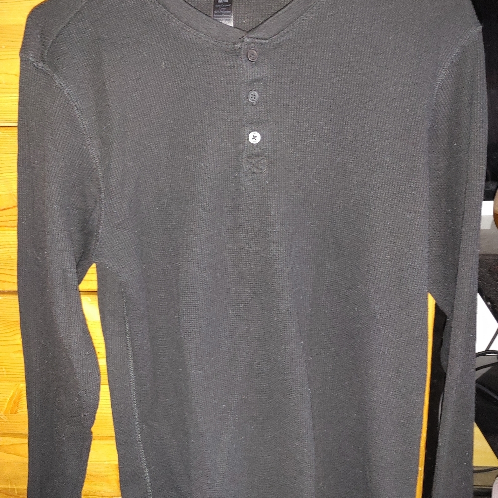 Mens black waffle